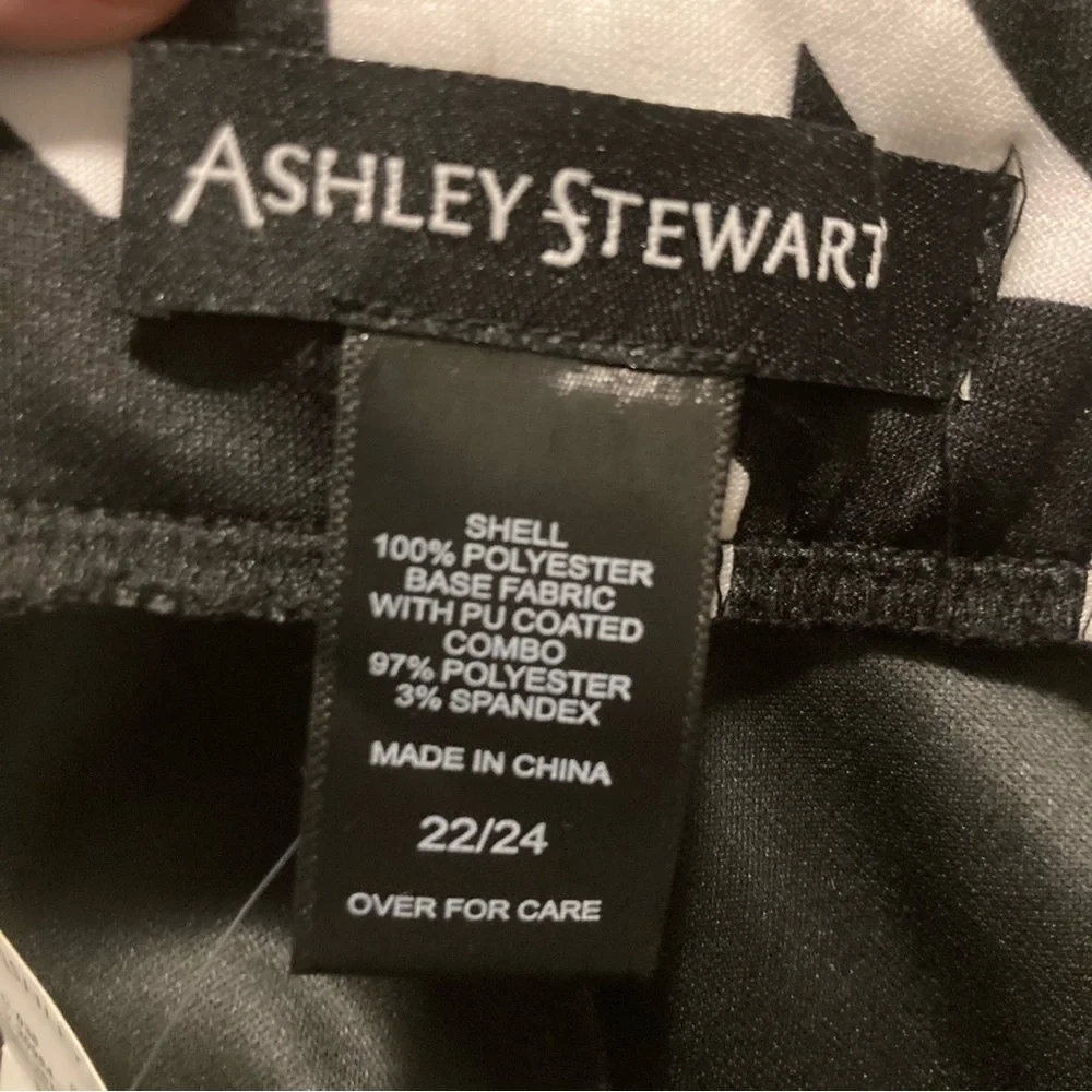 *NWT* Ashley Stewart Black & White Pleather/Fabric Skirt, Sz 22-24, fits 3X, NEW - Picture 12 of 13